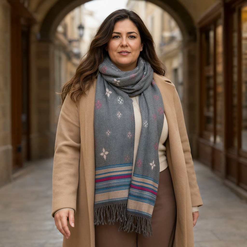 Bufanda Efímera con una modelo para mujer Angara Moda