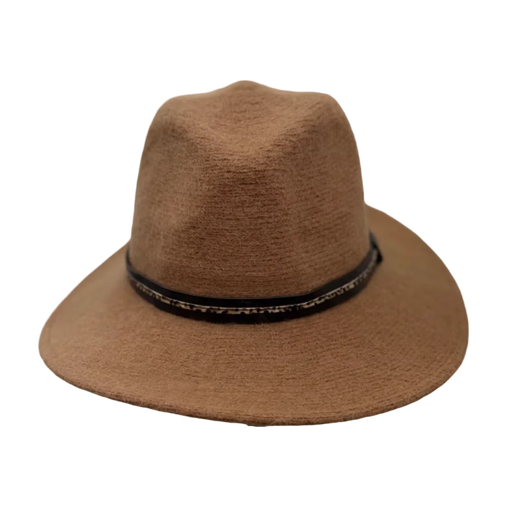 Sombrero Saltón en color Camel sobre fondo blanco para mujer Angara Moda