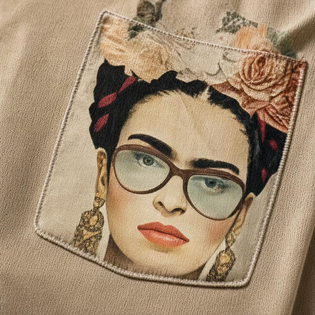 Detalle del tejido de Camisa Limon oversize larga rayas degradadas bolsillo estampado artístico para mujer Angara Moda
