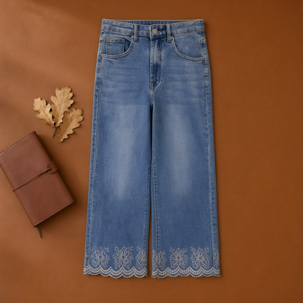 Pantalón vaquero almendra desde arriba para mujer Angara Moda
