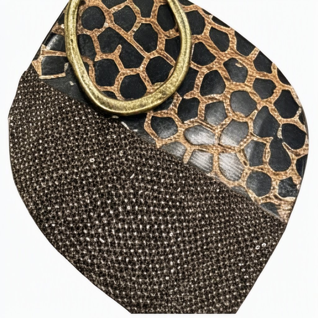 Detalle de Collar Torito Étnico Artesanal con Colgante Hoja y Cordón Bronce para mujer Angara Moda