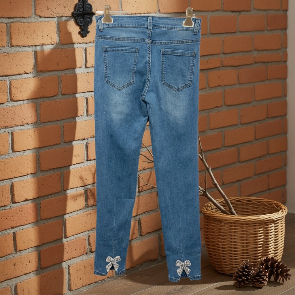 Pantalón Vaquero Hekla colgada en un ambiente para mujer Angara Moda