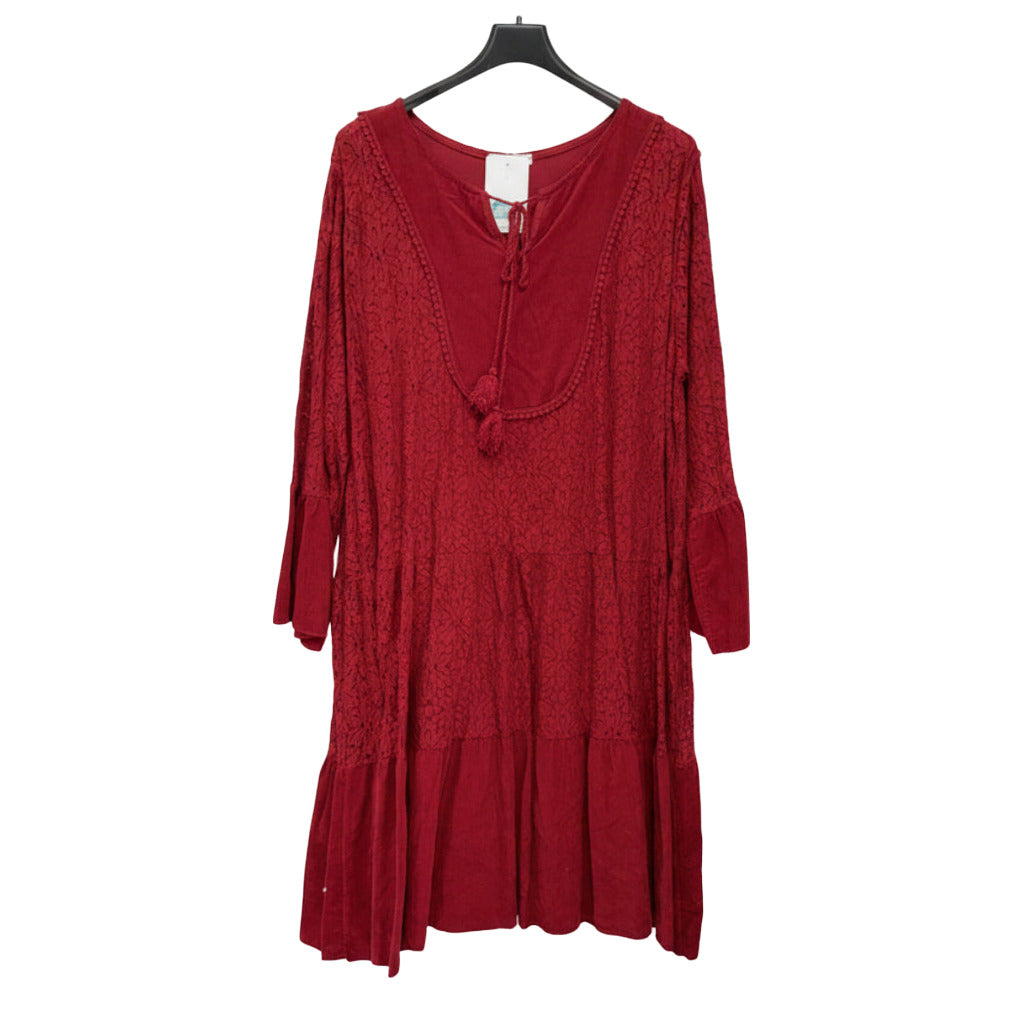 Vestido lampedusa en color Rojo burdeos oscuro sobre fondo blanco para mujer Angara Moda