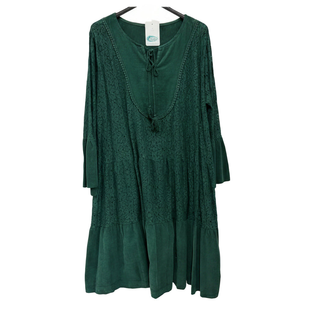 Vestido lampedusa en color Verde turquesa sobre fondo blanco para mujer Angara Moda