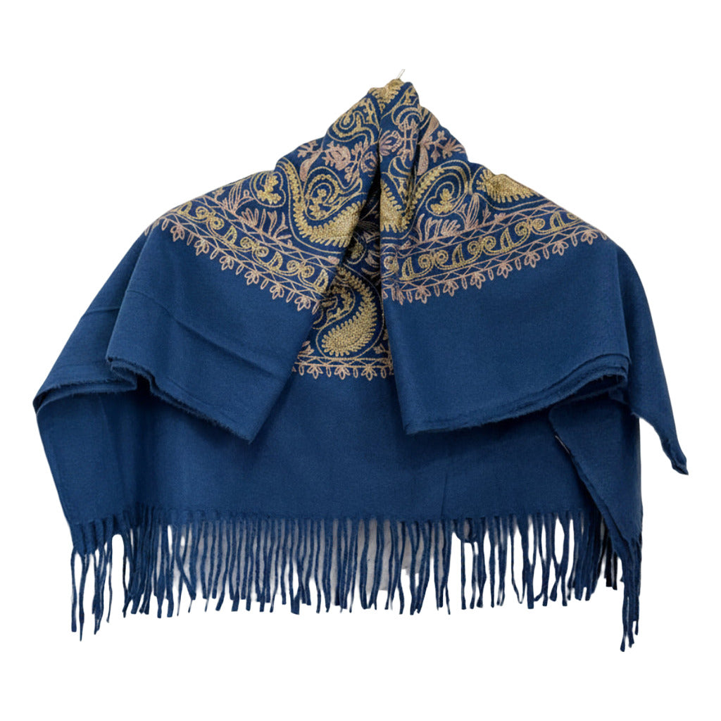 Bufanda miño en color Azul pato sobre fondo blanco para mujer Angara Moda