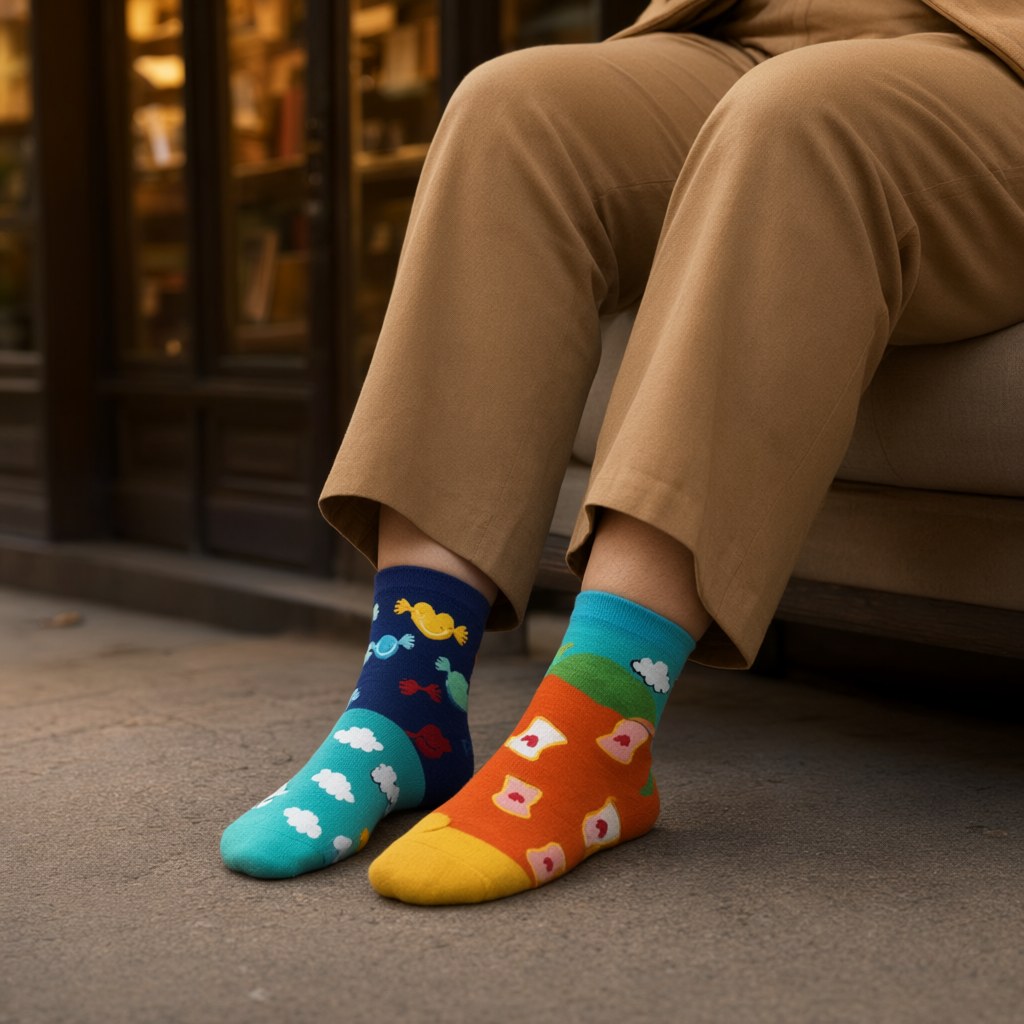 Calcetines lila con una modelo para mujer Angara Moda