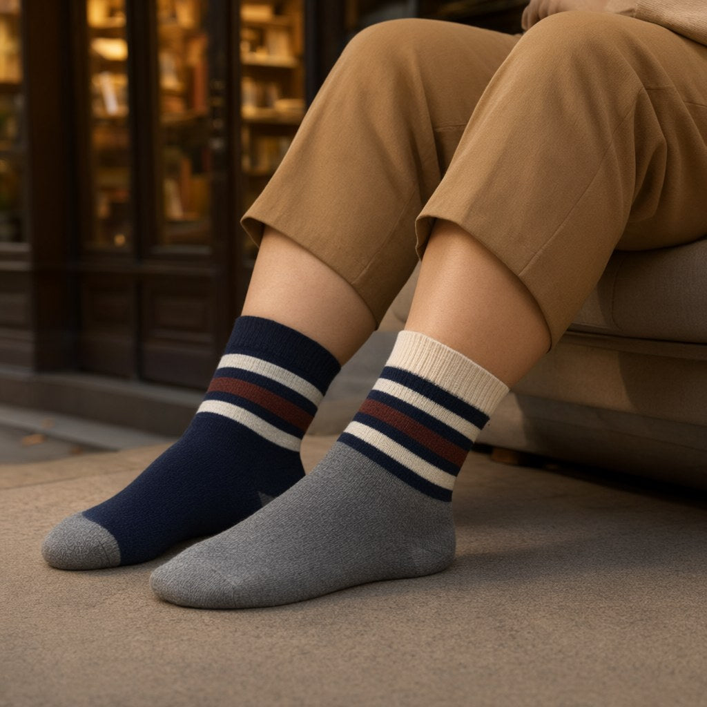 Calcetines hombre peonia con una modelo para mujer Angara Moda