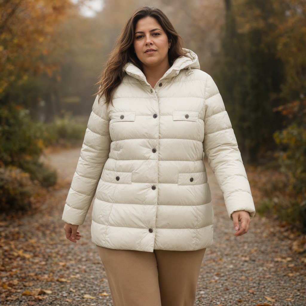 Abrigo hibisco con una modelo para mujer Angara Moda