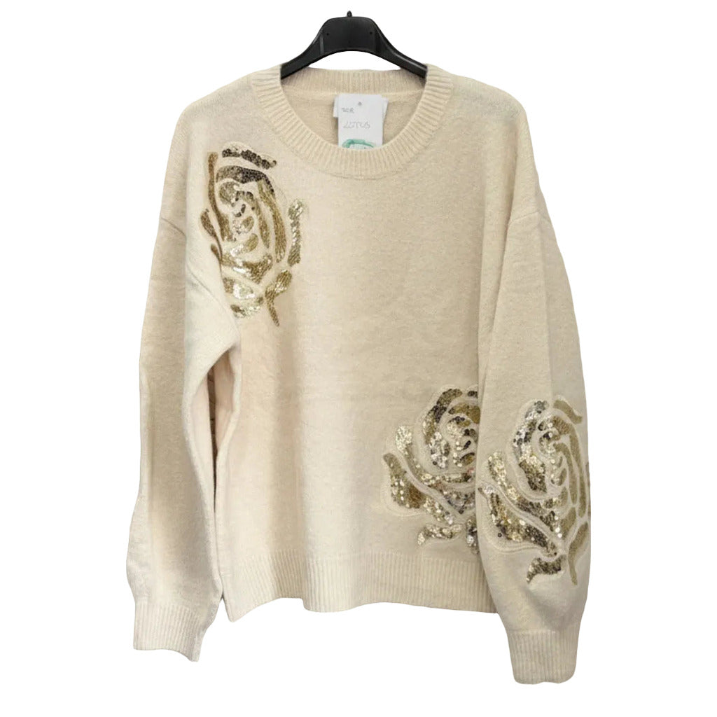 Jersey lotus sobre fondo blanco para mujer Angara Moda