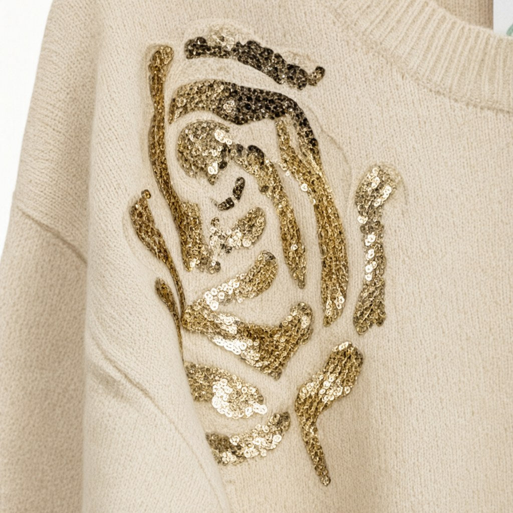 Detalle del tejido de Jersey lotus para mujer Angara Moda