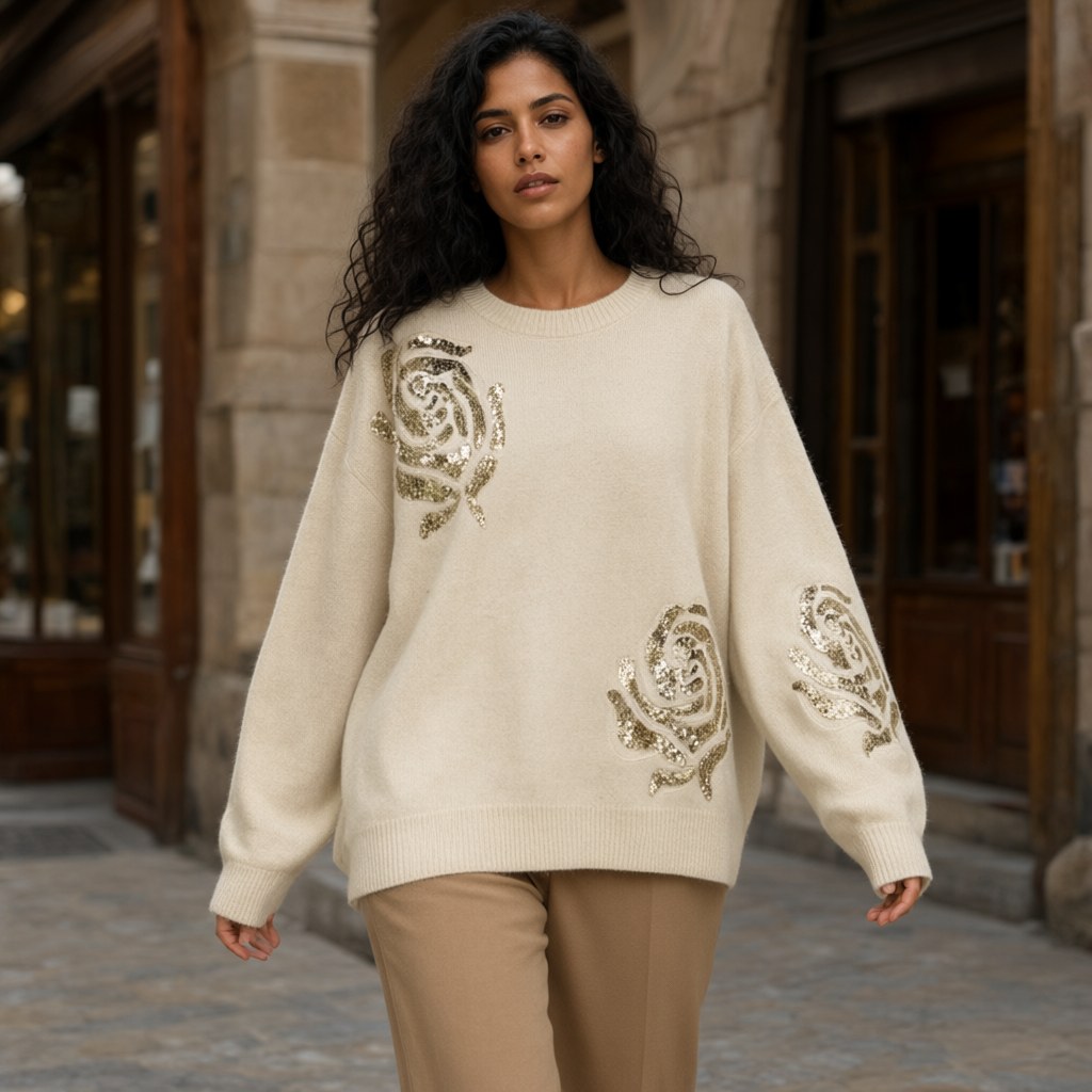 Jersey lotus con una modelo para mujer Angara Moda