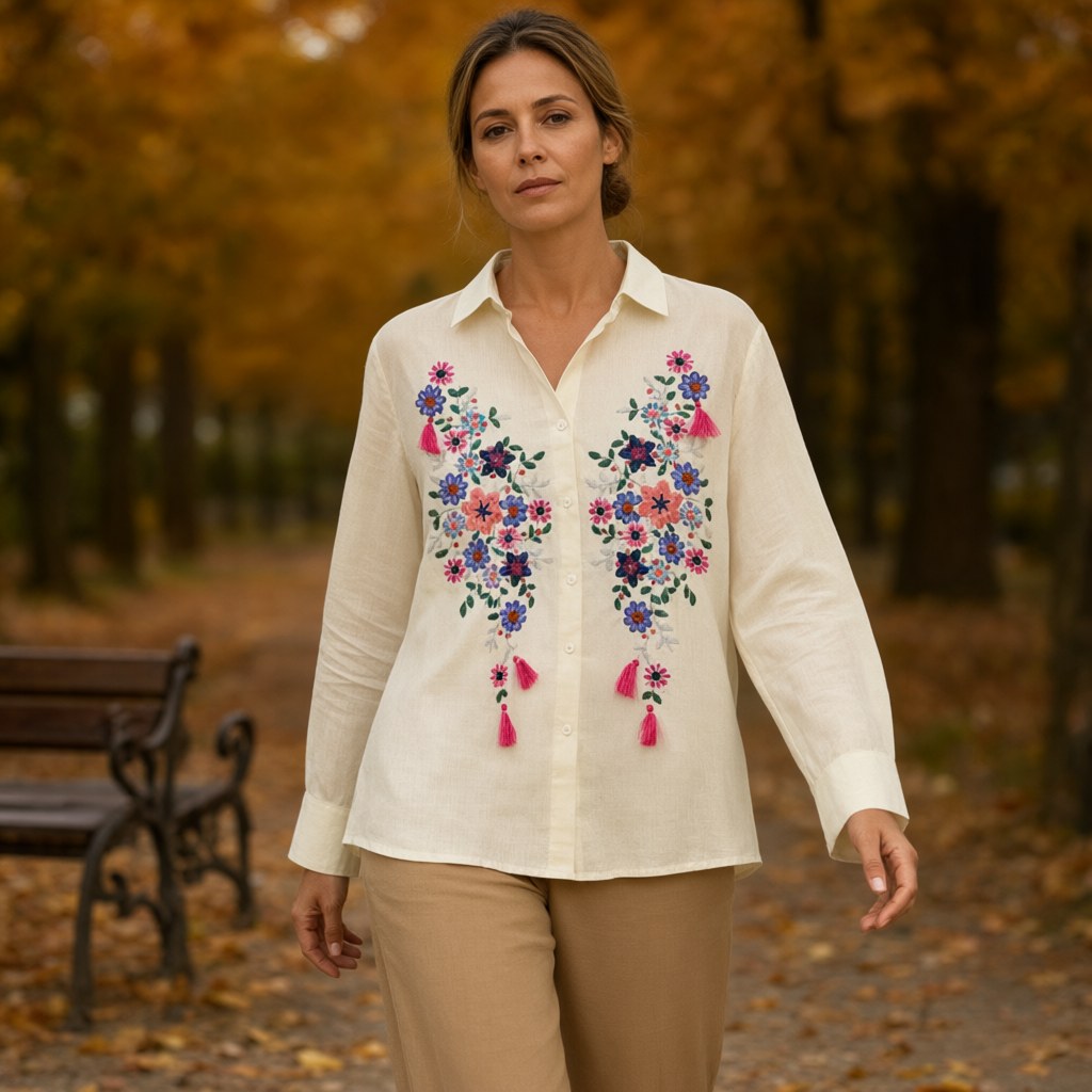 Camisa costus con una modelo para mujer Angara Moda