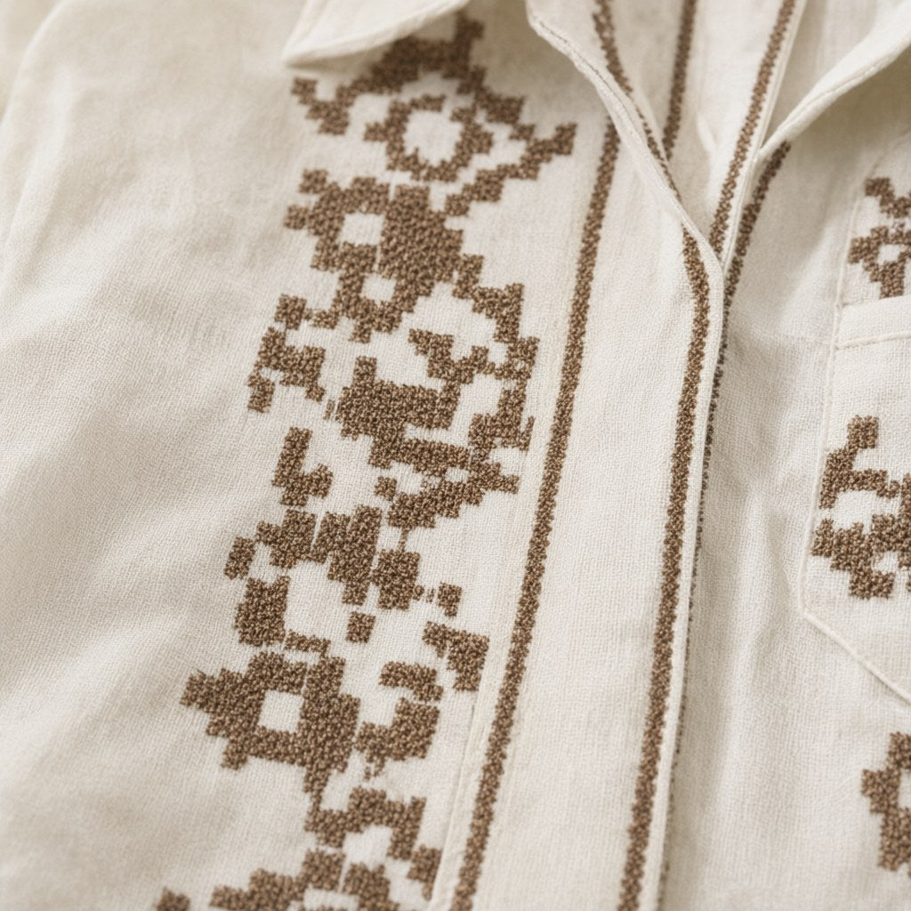 Detalle del tejido de Camisa guzmania para mujer Angara Moda