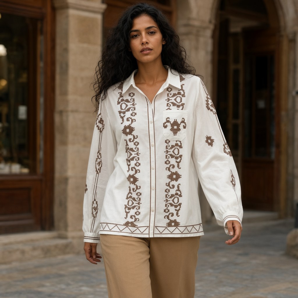 Camisa guzmania con una modelo para mujer Angara Moda