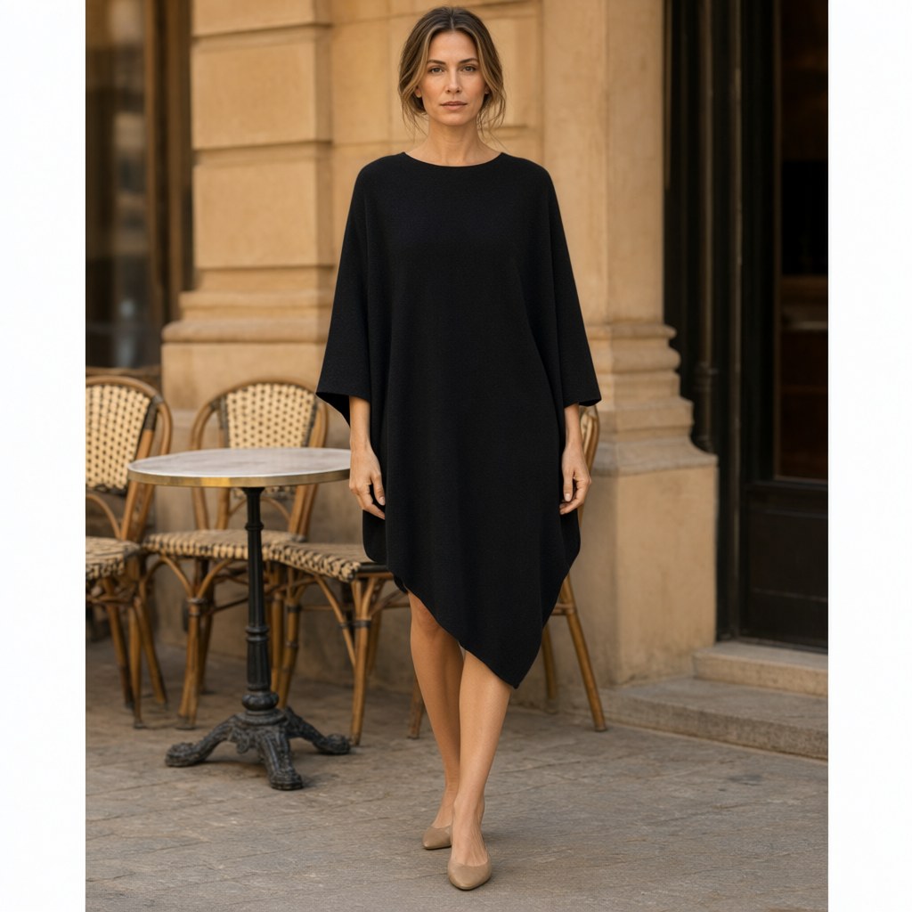 Poncho passiflora con una modelo para mujer Angara Moda
