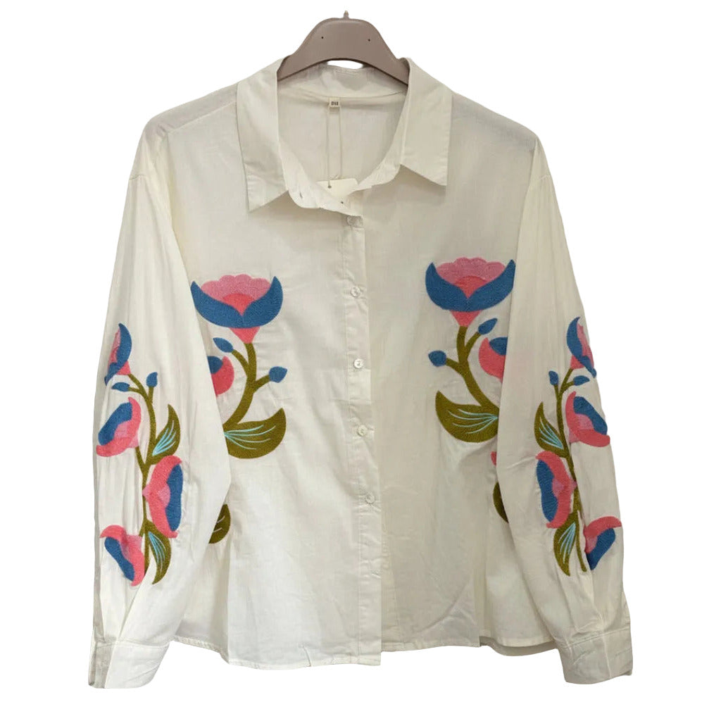 Camisa vriesea sobre fondo blanco para mujer Angara Moda