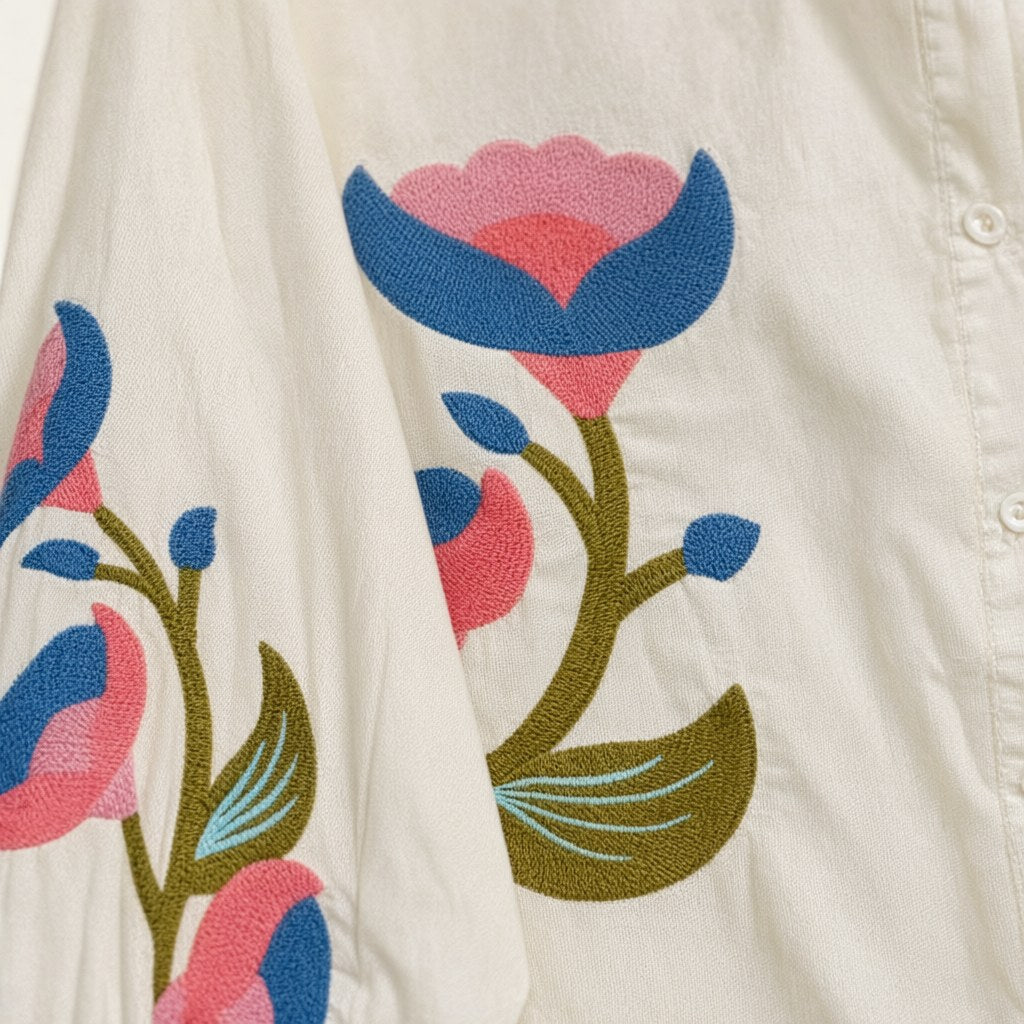 Detalle del tejido de Camisa vriesea para mujer Angara Moda