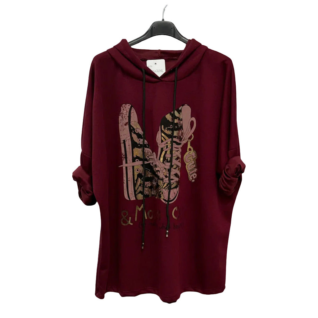Sudadera atakama en color Rojo burdeos oscuro sobre fondo blanco para mujer Angara Moda