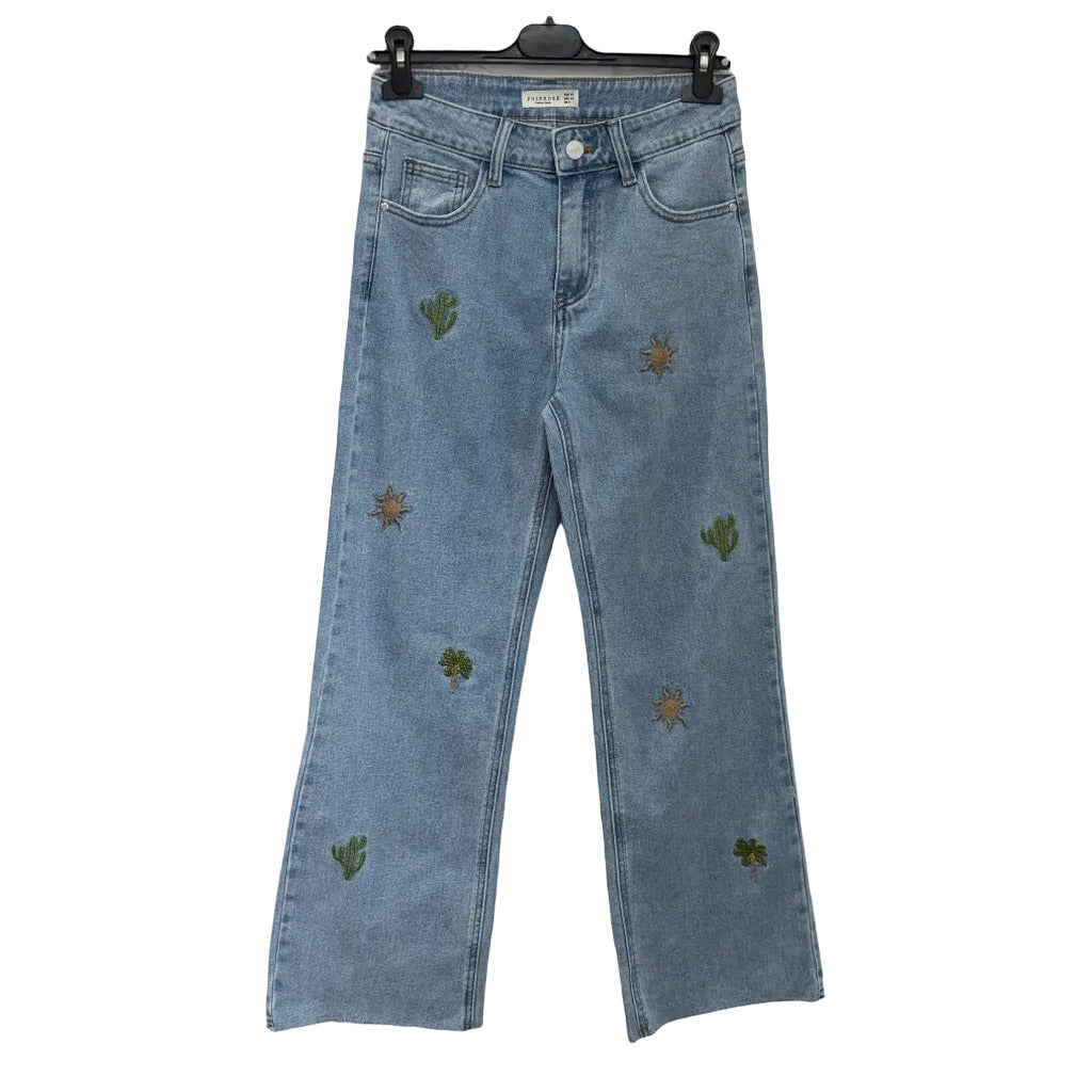 Pantalón vaquero aurelia sobre fondo blanco para mujer Angara Moda