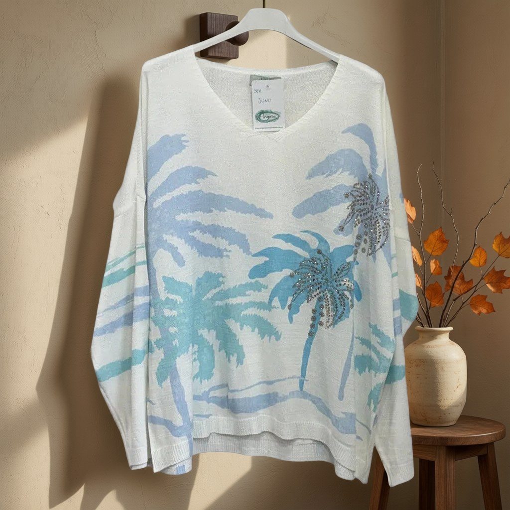 Jersey juno colgada en un ambiente para mujer Angara Moda