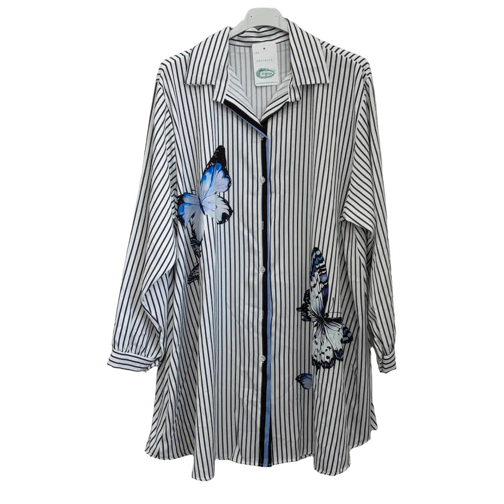 Camisa margarita en color A rayas sobre fondo blanco para mujer Angara Moda