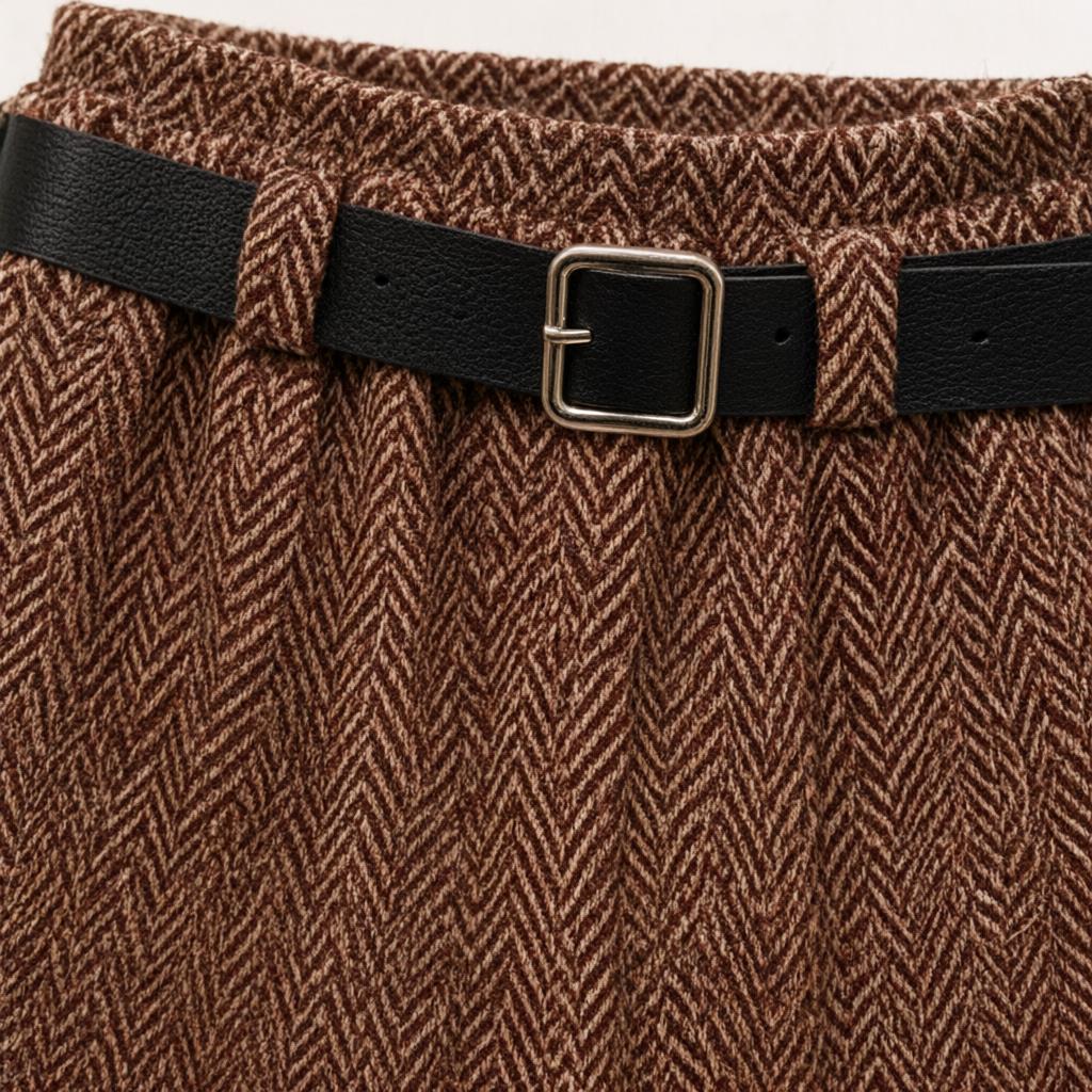 Detalle del tejido de Pantalon almendra para mujer Angara Moda