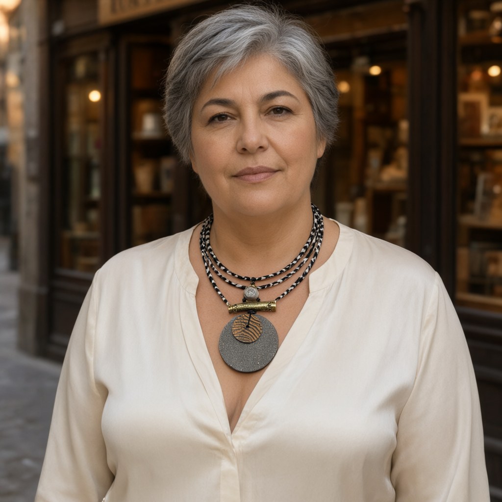 Collar pecana puestos en una modelo para mujer Angara Moda