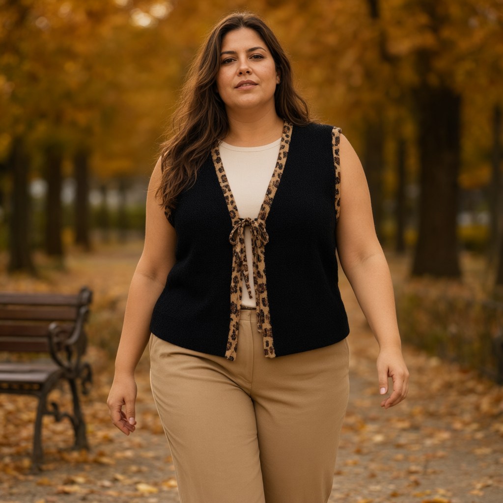 Chaleco leonardo con una modelo para mujer Angara Moda