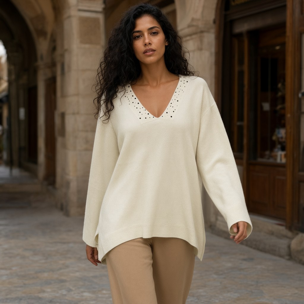 Jersey constansa con una modelo para mujer Angara Moda