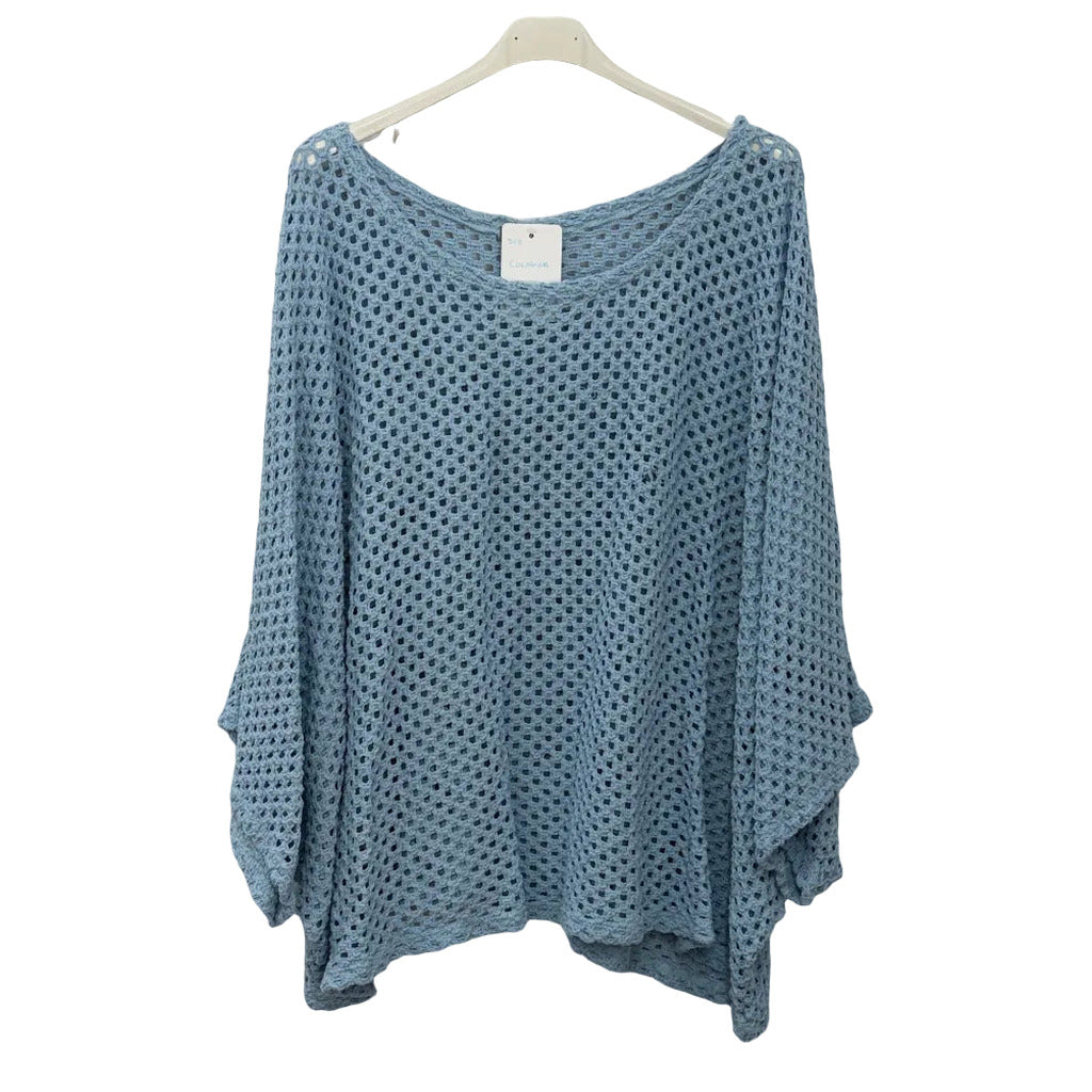 Jersey colmena en color Azul celeste sobre fondo blanco para mujer Angara Moda