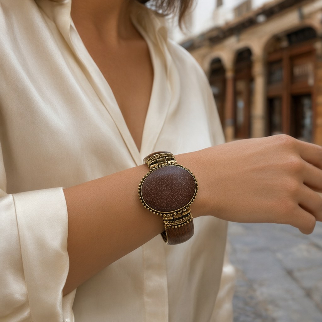 Brazalete hueso1 varios modelos puestos en una modelo para mujer Angara Moda