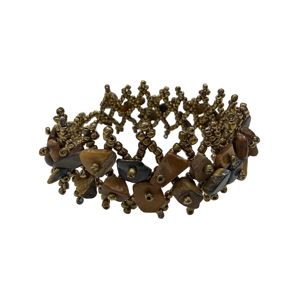 Pulsera Tejedora en color Bronce sobre fondo blanco para mujer Angara Moda