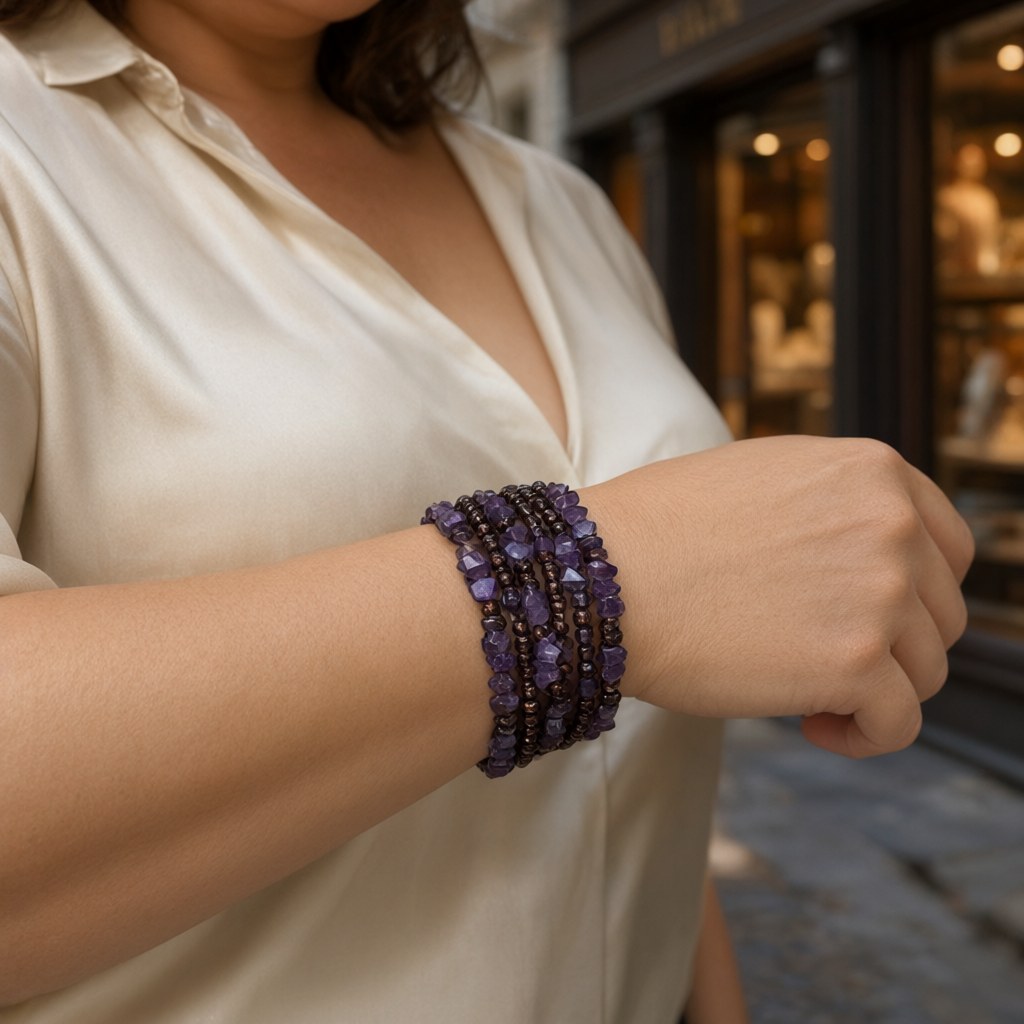 Pulsera Tejedora puestos en una modelo para mujer Angara Moda