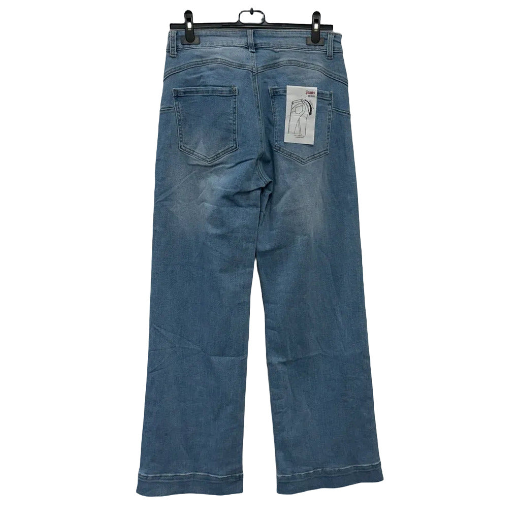 Pantalón Vaquero split sobre fondo blanco para mujer Angara Moda
