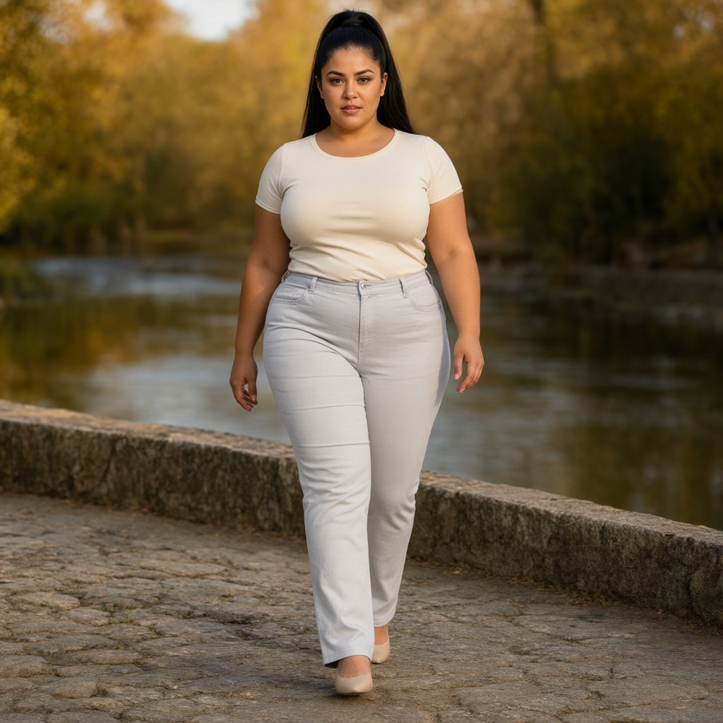 Pantalón Vaquero cancun con una modelo para mujer Angara Moda