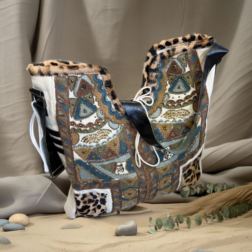 Bolso mabul sobre arena y lino con fondo natural para mujer Angara Moda