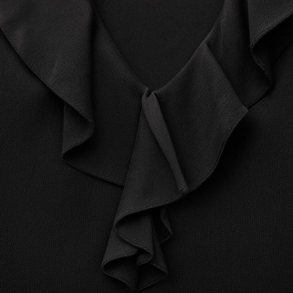 Detalle del tejido de Blusa Promesa raso volante frontal cascada mangas campana tres cuartos para mujer Angara Moda