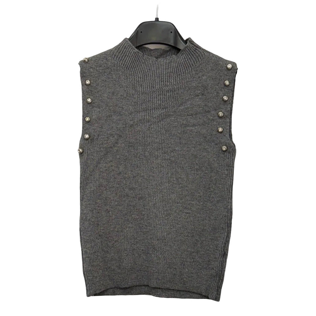 Top dolly en color Gris sobre fondo blanco para mujer Angara Moda