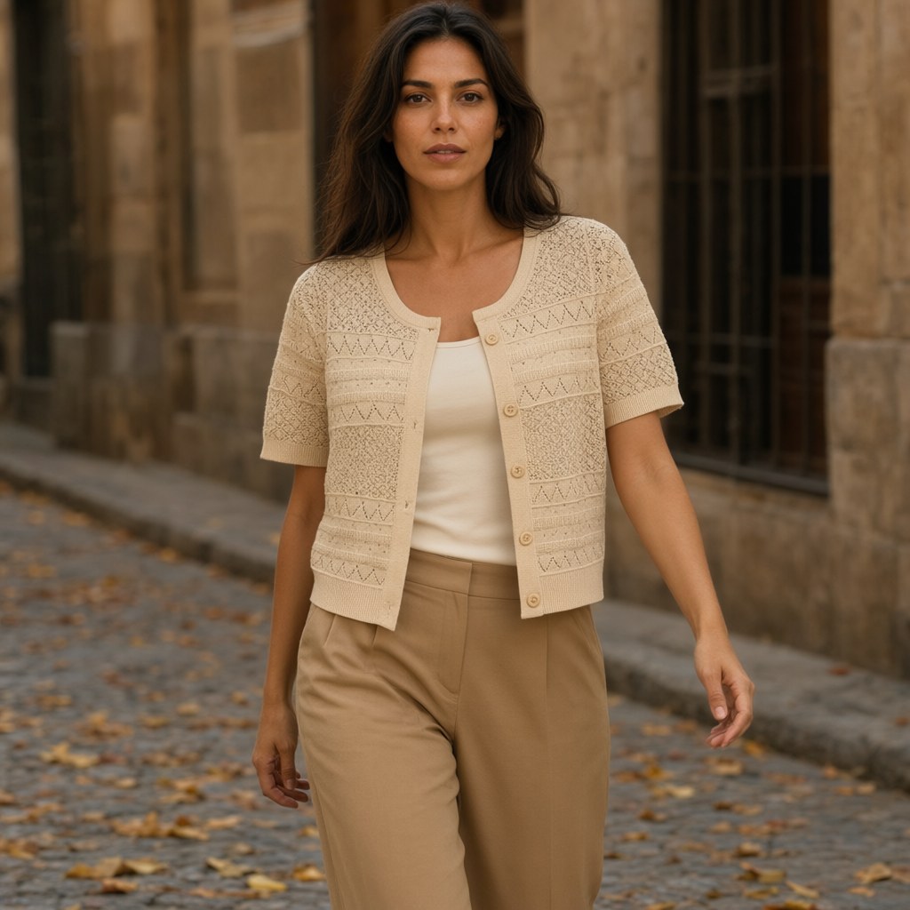 Top tolup con una modelo para mujer Angara Moda
