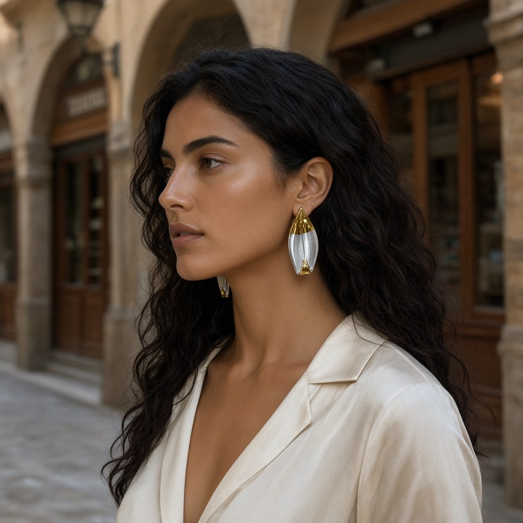 Pendiente morelia puestos en una modelo para mujer Angara Moda