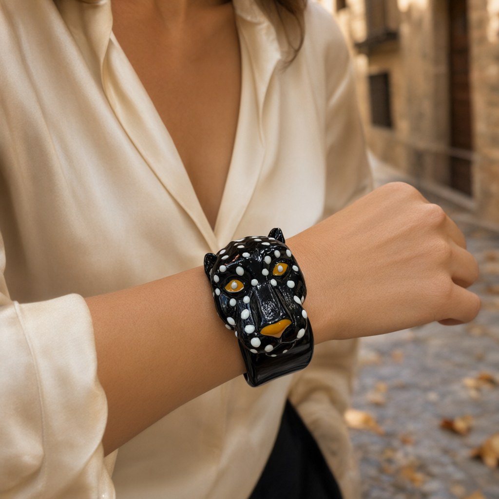 Pulsera baguira puestos en una modelo para mujer Angara Moda