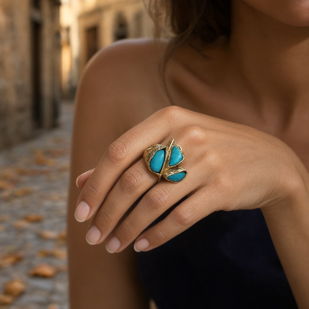 Anillo castro puestos en una modelo para mujer Angara Moda