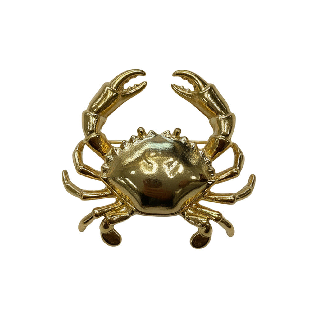 Broche Sebastián cangrejo lacado tridimensional joyería moda sobre fondo blanco, vista lateral para mujer Angara Moda
