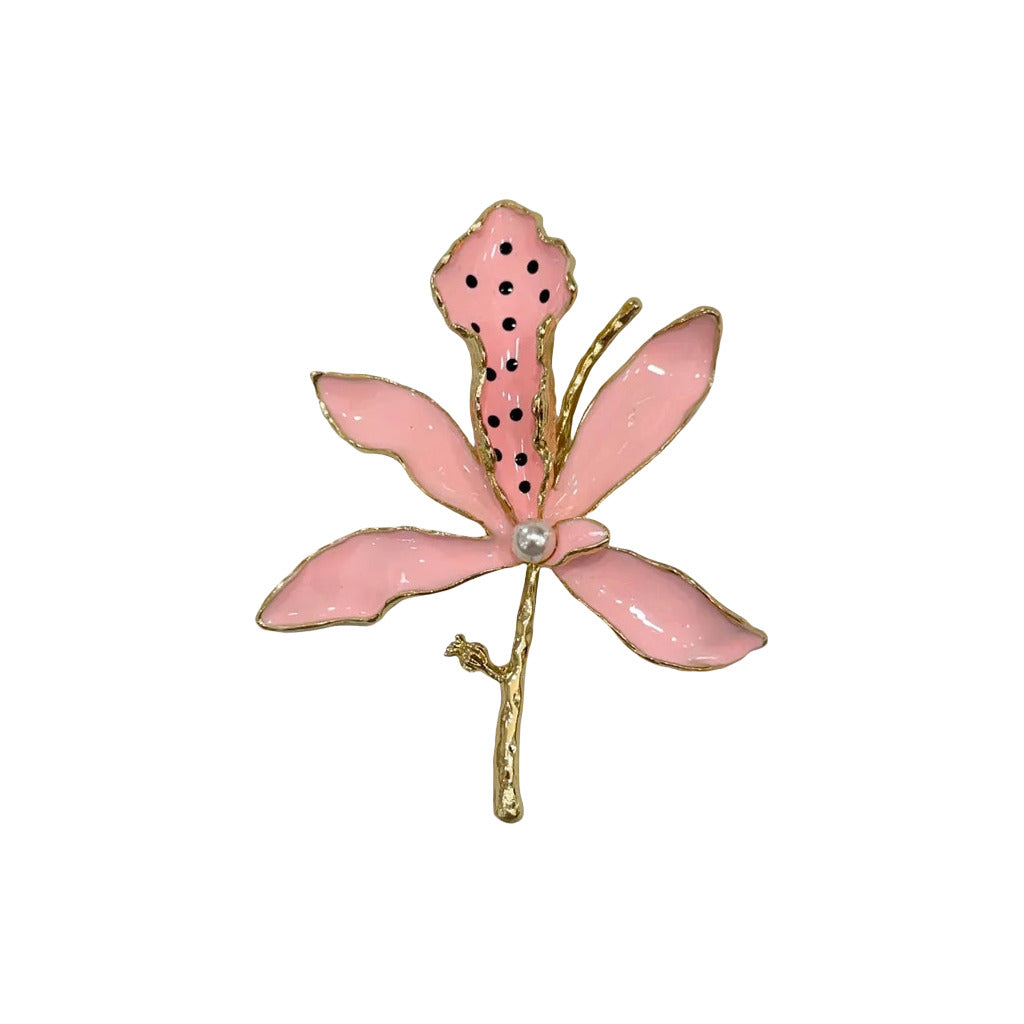 Broche orquidea en color Rosa sobre fondo blanco para mujer Angara Moda