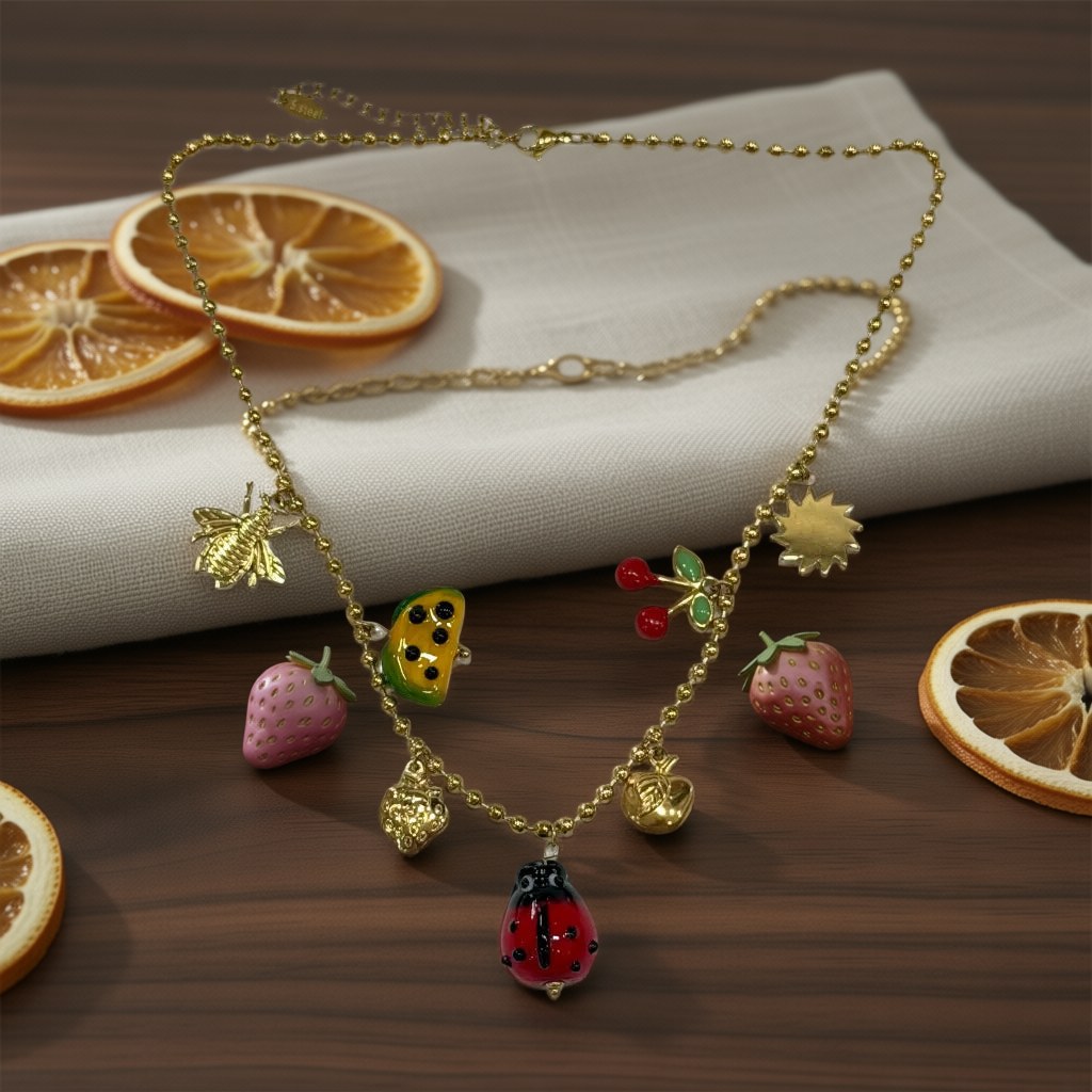 Collar corto guarana sobre una superficie para mujer Angara Moda