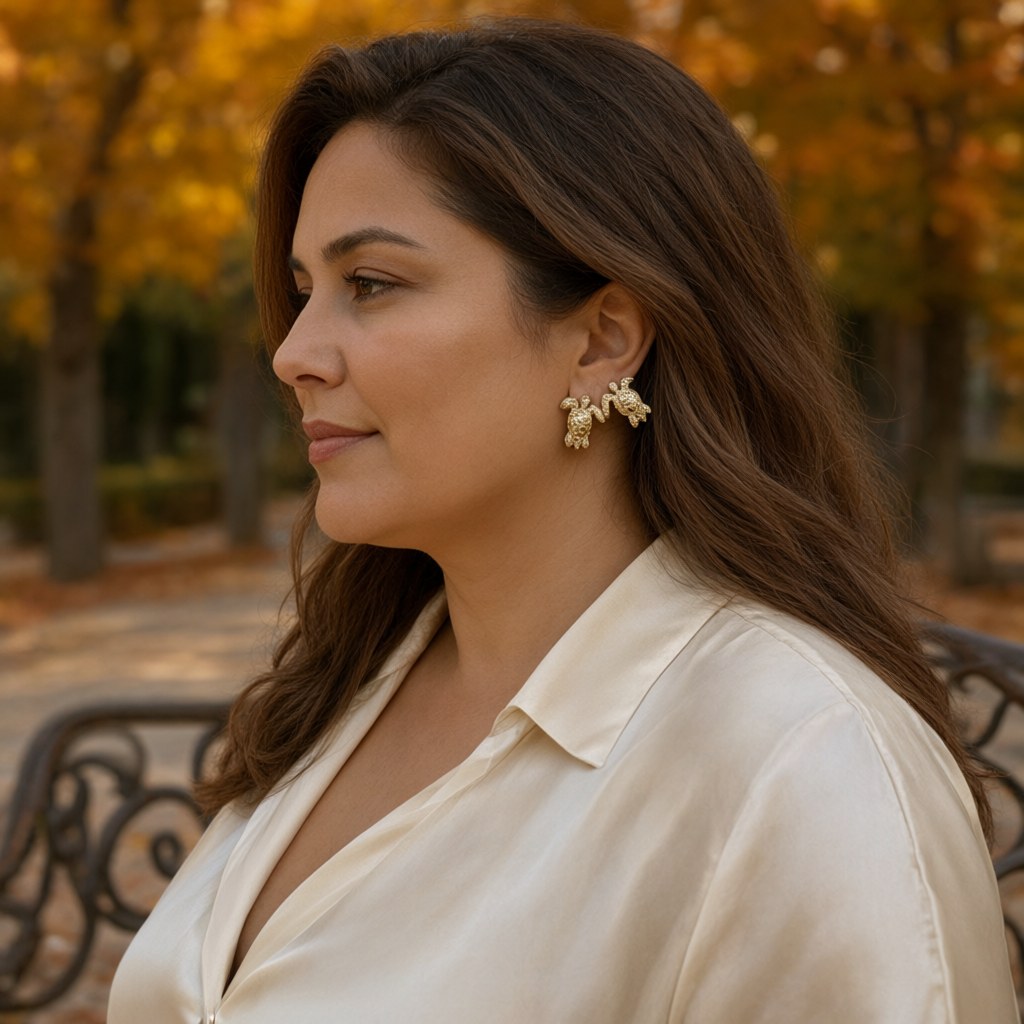 Pendientes rafael puestos en una modelo para mujer Angara Moda