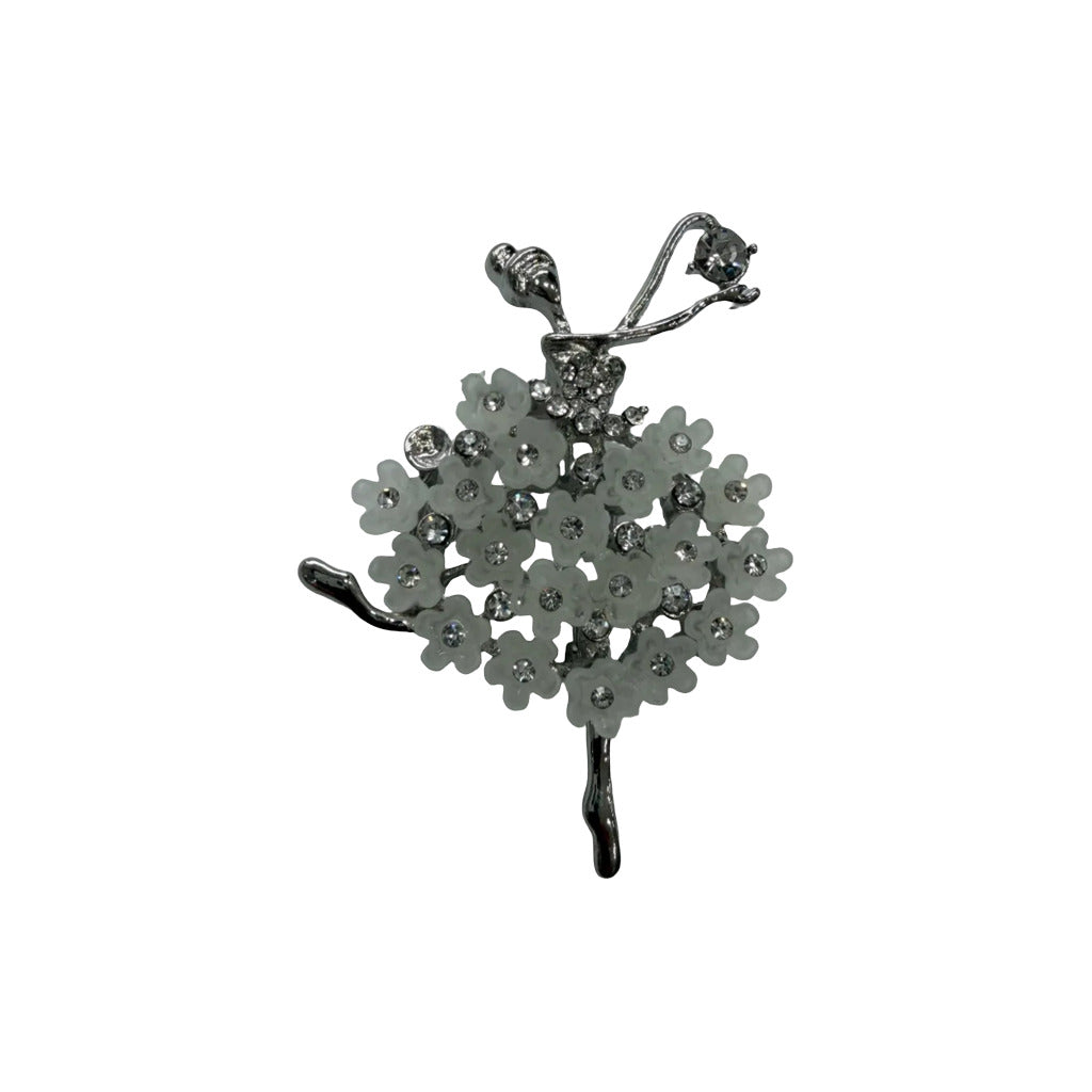 Broche Ballerina en color Blanco sobre fondo blanco para mujer Angara Moda