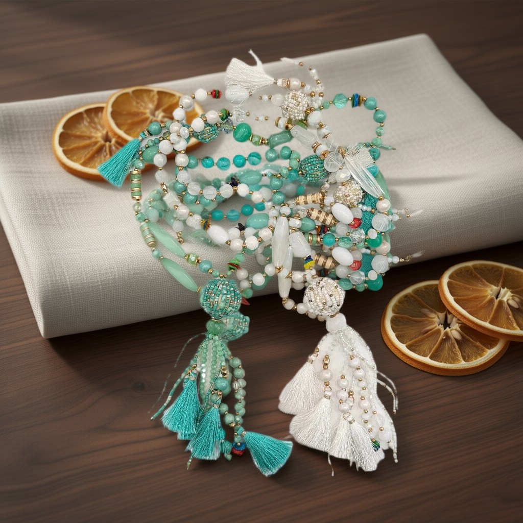 Collar largo turizo sobre una superficie para mujer Angara Moda