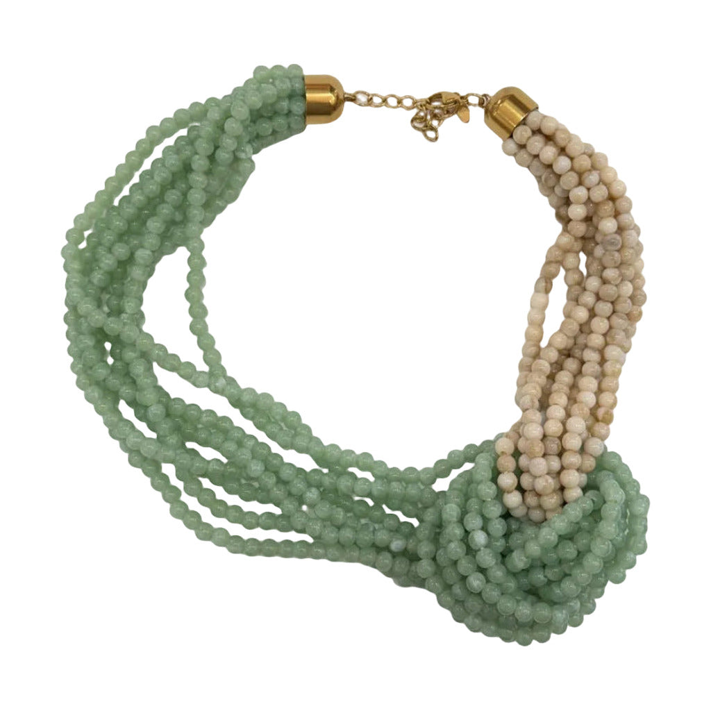Collar bowline en color Verde turquesa sobre fondo blanco para mujer Angara Moda