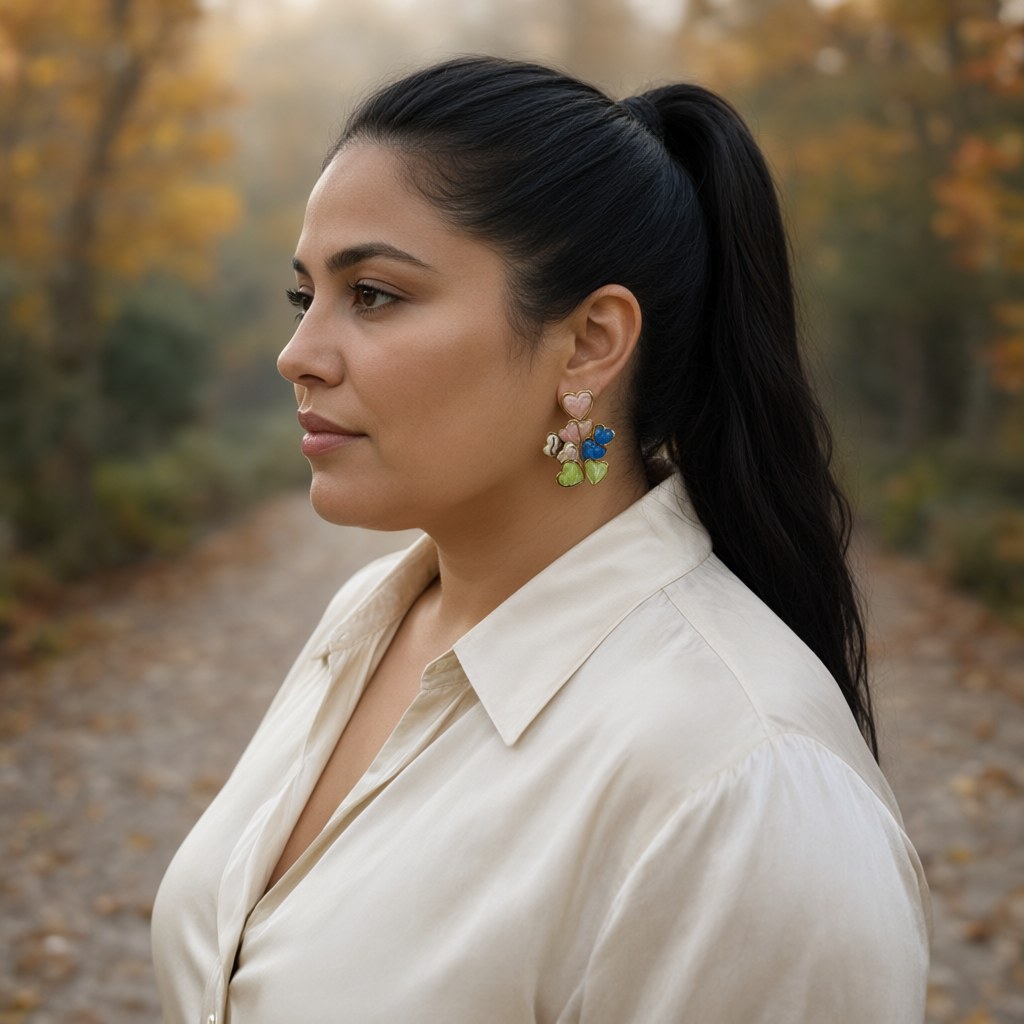 Pendientes sirena puestos en una modelo para mujer Angara Moda